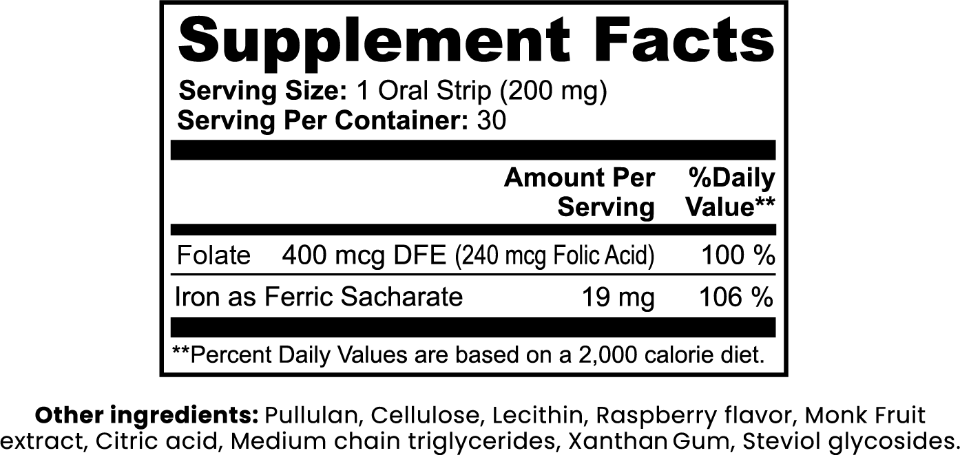 Flow Strips (Iron Oral Strips) – Raspberry